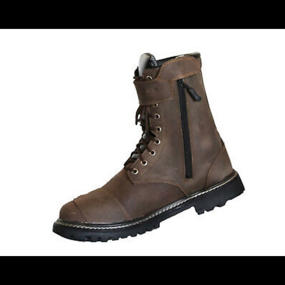 Men Military Motorcycle Biker Combat Riding Ankle Leather Boots - Picture 5 of 10